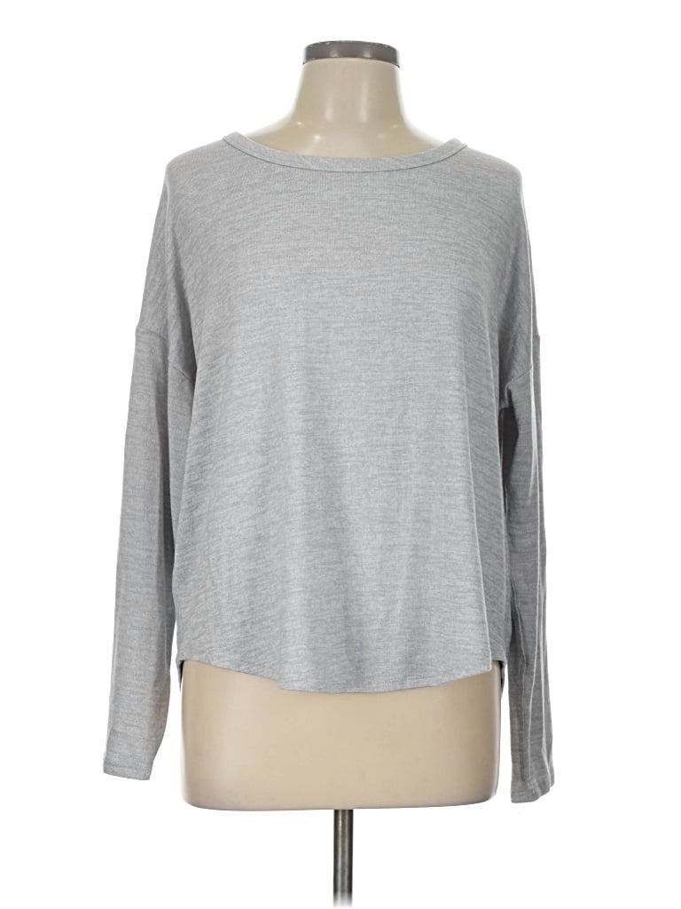 Pre-owned Time And Tru Long Sleeve T-shirt In Gray