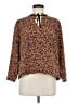 Point Sur 100% Silk Animal Print Brown Long Sleeve Silk Top Size M - photo 1