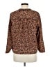 Point Sur 100% Silk Animal Print Brown Long Sleeve Silk Top Size M - photo 2