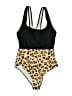 Assorted Brands Animal Print Black One Piece Swimsuit Size S - photo 1