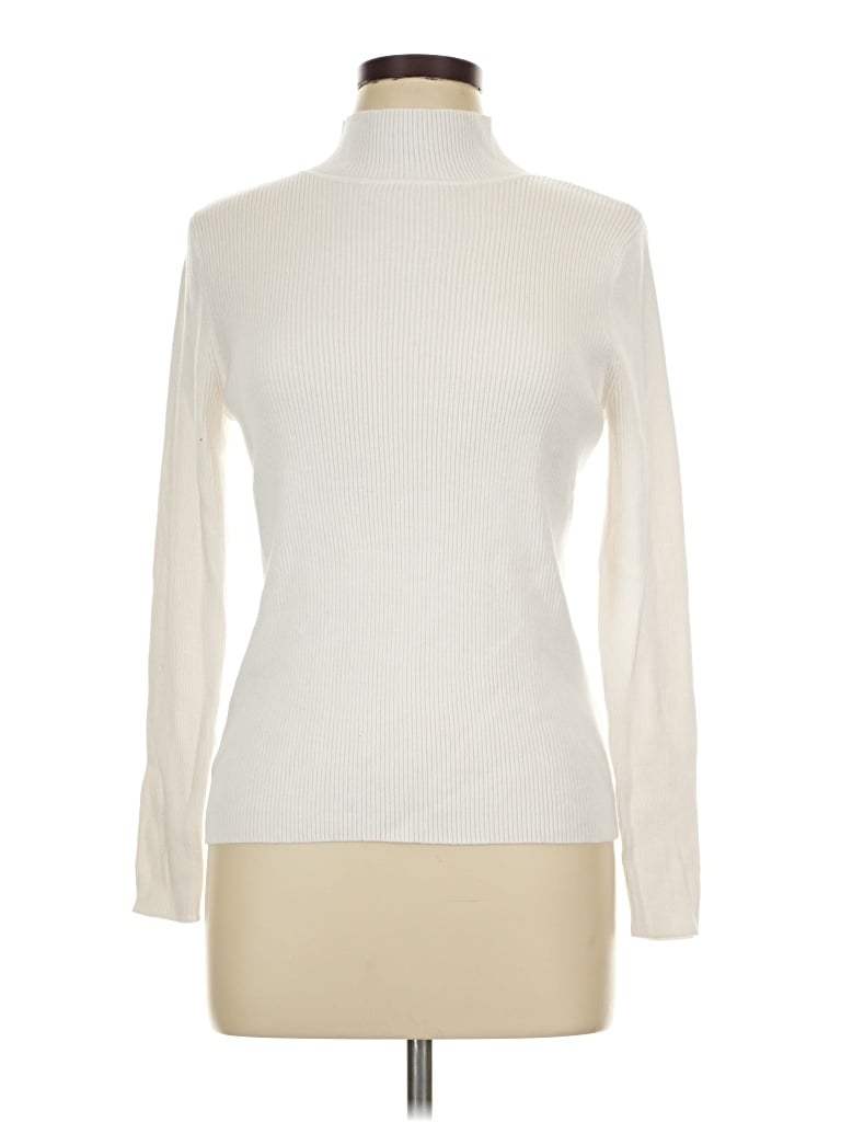 Pre-owned Talbots Outlet Long Sleeve Top Ivory Turtleneck Tops