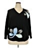 Aaeda Floral Black Pullover Sweater Size 2X - photo 1