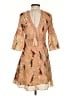 Foxiedox 100% Polyester Print Tan Casual Dress Size S - photo 2