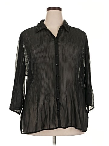 Fashion Bug 3/4 Sleeve Button-Down Shirt (view 1)
