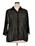 Fashion Bug Black 3/4 Sleeve Button-Down Shirt Size 2X - photo 1