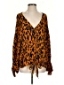 GiGio 100% Rayon Animal Print Orange Long Sleeve Blouse Size S - photo 1