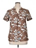 Timeson 100% Polyester Floral Brown Short Sleeve Blouse Size 0X (estimated) - photo 1