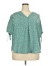 Monday Fun 100% Polyester Teal Short Sleeve Blouse Size 2X - photo 1