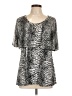 Susan Lawrence Silver Short Sleeve Blouse Size L - photo 1