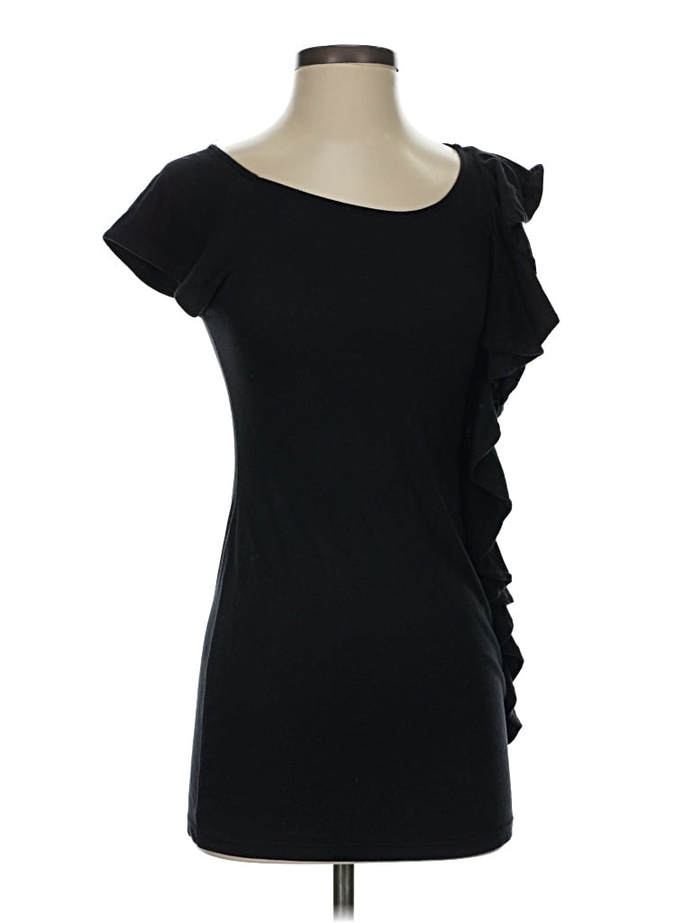 Pre-owned Ella Moss Short Sleeve Top Black One Shoulder Neckline Tops