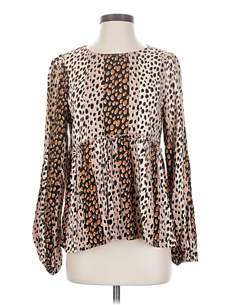 Pre-owned Andree By Unit Long Sleeve Blouse In Brown