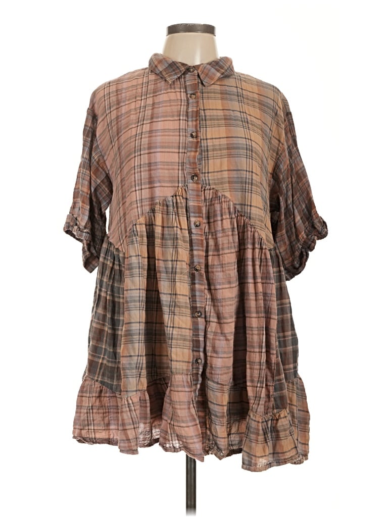 Pre-owned By Together Short Sleeve Blouse In Brown