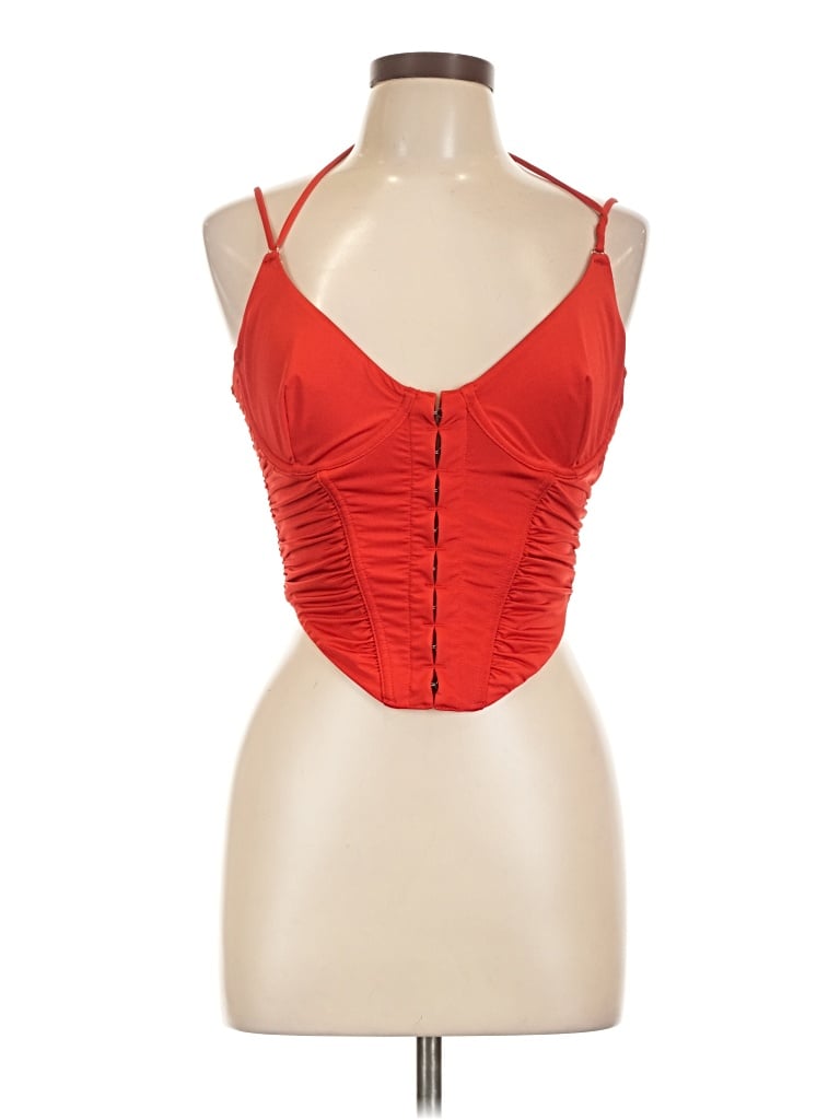 Pre-owned White Fox Tank Top Red Halter Neckline Tops
