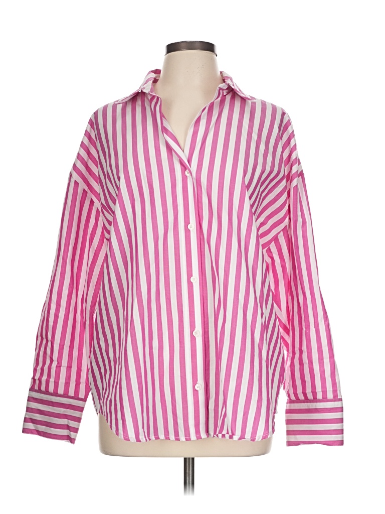 Pre-owned Zara 3/4 Sleeve Button Down Shirt In Pink
