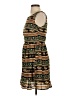 SIB 100% Polyester Print Brown Casual Dress Size S - photo 5