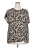 Halogen 100% Polyester Animal Print Ivory Short Sleeve Blouse Size 2X - photo 1