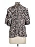 Evereve 100% Polyester Animal Print Brown Short Sleeve Blouse Size L - photo 2
