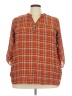 Cure 100% Polyester Plaid Orange 3/4 Sleeve Blouse Size 3X - photo 1