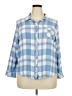 Well Worn 100% Viscose Plaid Blue 3/4 Sleeve Button-Down Shirt Size XXL - photo 1