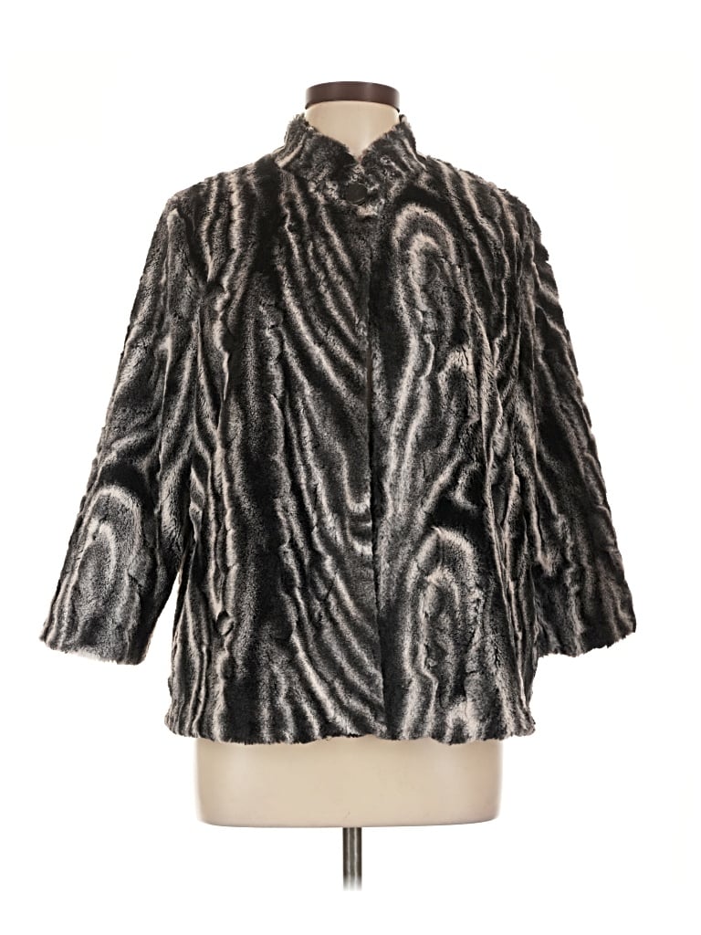 Pre-owned Alfred Dunner Cardigan Sweater In Silver