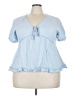 Shein Curve 100% Rayon Blue Short Sleeve Blouse Size 4X - photo 1