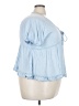 Shein Curve 100% Rayon Blue Short Sleeve Blouse Size 4X - photo 4