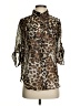 Ambiance Apparel 100% Polyester Animal Print Brown 3/4 Sleeve Blouse Size S - photo 1