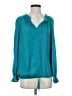 Left Coast by Dolan 100% Polyester Teal Long Sleeve Blouse Size S - photo 1