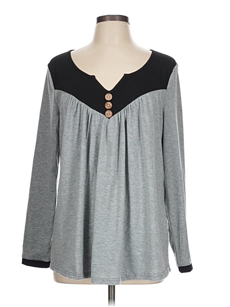 Pre-owned Noracora Long Sleeve Top Gray Sweetheart Neckline Tops