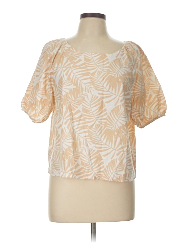 Pre-owned Ann Taylor Loft Short Sleeve Blouse In Brown