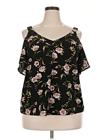 Flower & Feather Short Sleeve Blouse (view 1)