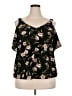 Flower & Feather Black Short Sleeve Blouse Size 2X - photo 1