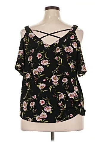 Flower & Feather Short Sleeve Blouse (view 2)