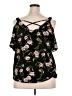 Flower & Feather Black Short Sleeve Blouse Size 2X - photo 2