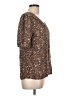 Hinge 100% Viscose Animal Print Brown Short Sleeve Blouse Size L - photo 4