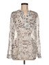 Joe Fresh 100% Polyester Paisley Silver Long Sleeve Blouse Size M - photo 1