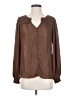 Mystree 100% Polyester Brown Long Sleeve Blouse Size M - photo 1