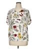 Unbranded 100% Polyester Floral Ivory Short Sleeve Blouse Size XL - photo 1