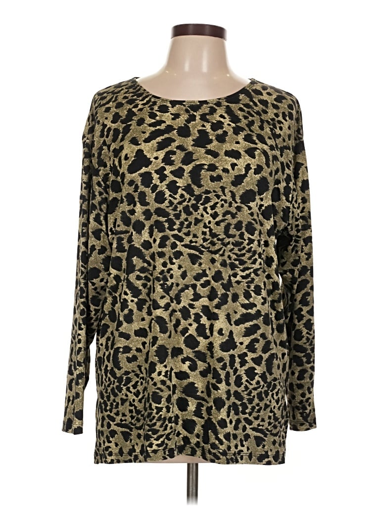 Pre-owned Impressions Long Sleeve Top Gold Boatneck Tops