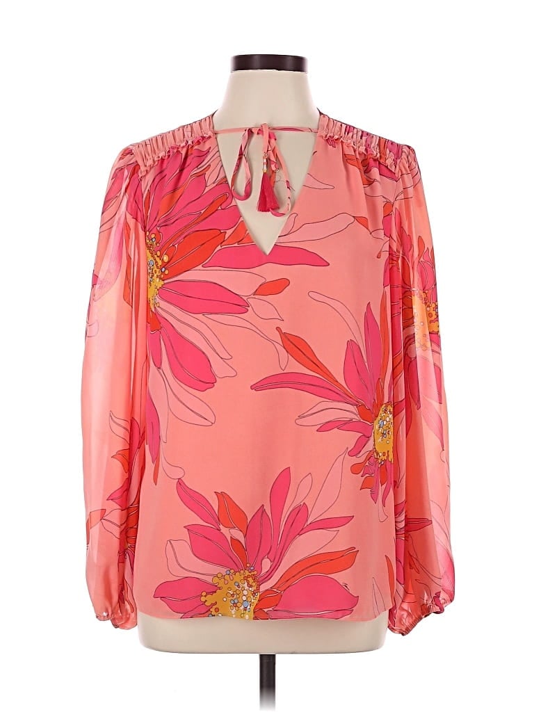 Pre-owned Trina Turk Long Sleeve Blouse In Pink