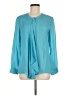 Doncaster Collection 100% Silk Teal Blue Long Sleeve Silk Top Size 6 - photo 1