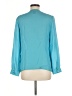 Doncaster Collection 100% Silk Teal Blue Long Sleeve Silk Top Size 6 - photo 2