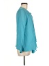 Doncaster Collection 100% Silk Teal Blue Long Sleeve Silk Top Size 6 - photo 4