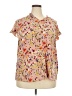 Evri 100% Rayon Floral Tan Short Sleeve Blouse Size 2X - photo 1