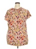 Evri 100% Rayon Floral Tan Short Sleeve Blouse Size 2X - photo 2