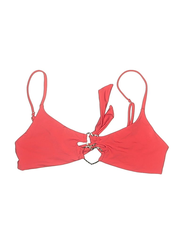 Pre-owned Beach Bunny Swimsuit Top Orange Hearts Pattern Swimwear