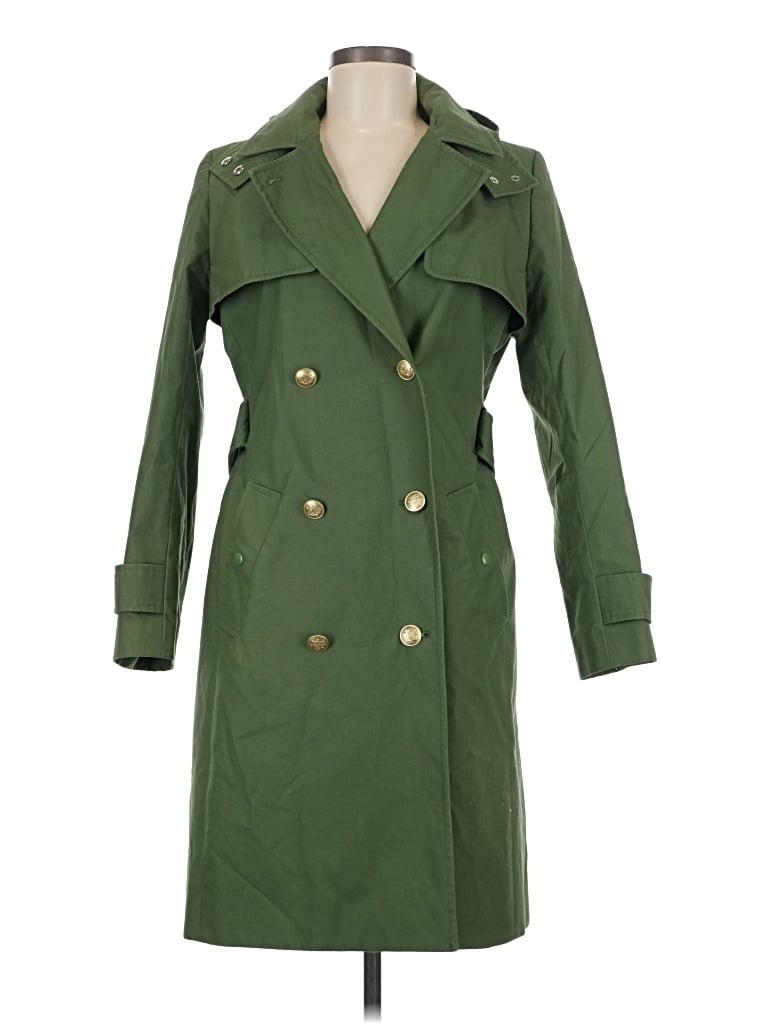 Pre-owned Jcrew Trenchcoat In Green