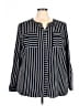 Roz & Ali Stripes Black Long Sleeve Blouse Size 3X - photo 1