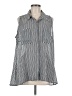 NY Collection 100% Polyester Chevron-herringbone Silver White Sleeveless Blouse One size - photo 1