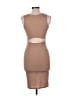 Cleo Solid Tan Cocktail Dress Size L - photo 2